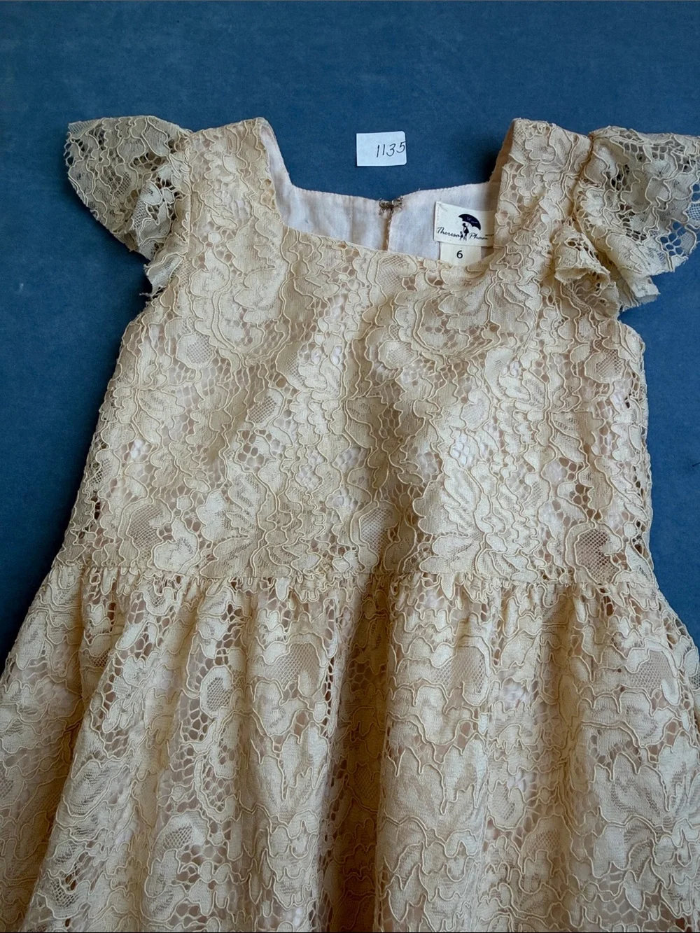 Theresa Pham Girls' Lace Party Dress in Cream size 6